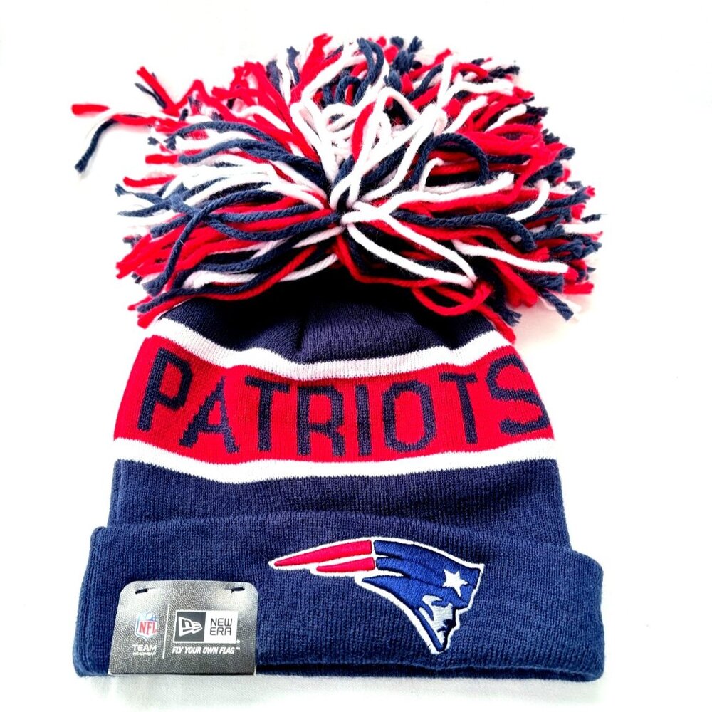 New Era NFL Patriots Knit Beanie Cold Weather Hat Embroidered Logos NWT‎